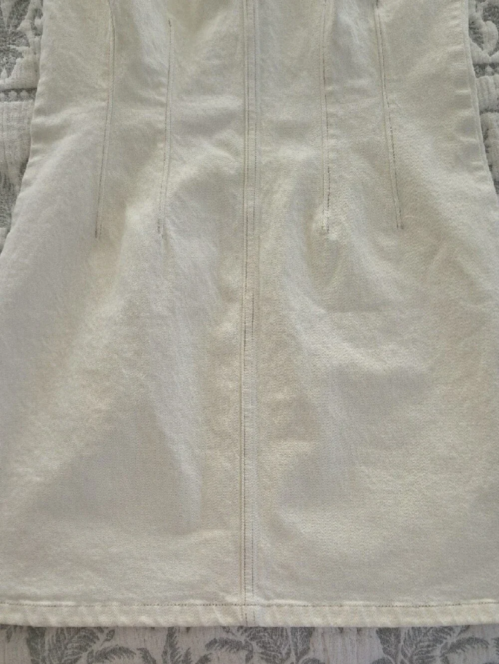 Abercrombie & Fitch Cream Sleeveless Structured Denim Mini Dress - Picture 3 of 5